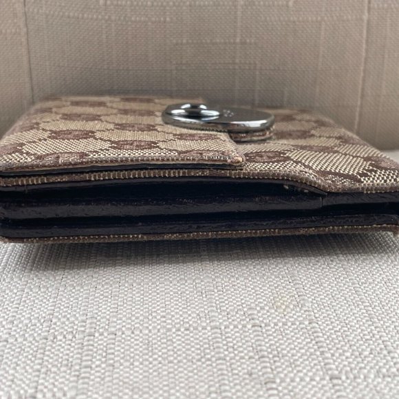 Gucci Women Wallet Card Holder Billfold Brown Leather GG Canvas Made in Italy - Picture 6 of 12